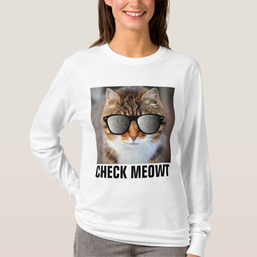 Funny Cat T-shirts, CHECK MEOWT T-shirt (Voorkant)