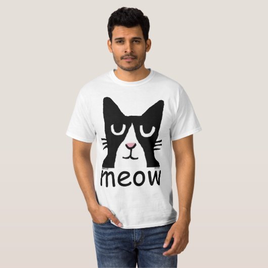 Funny Cat t-shirts, Kat Panda, MEOW T-shirt (Voorkant volledig)