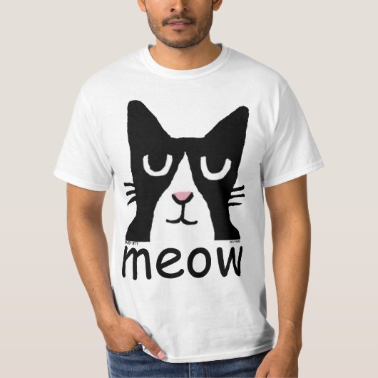 Funny Cat t-shirts, Kat Panda, MEOW T-shirt (Voorkant)