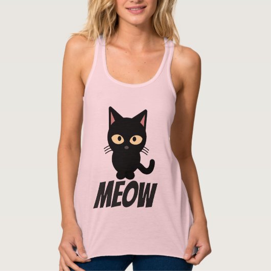 Funny Cat T-shirts, MEOW Tanktop (Voorkant)