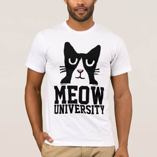 Funny Cat T-shirts, MEOW UNIVERSITY T-shirt (Voorkant)
