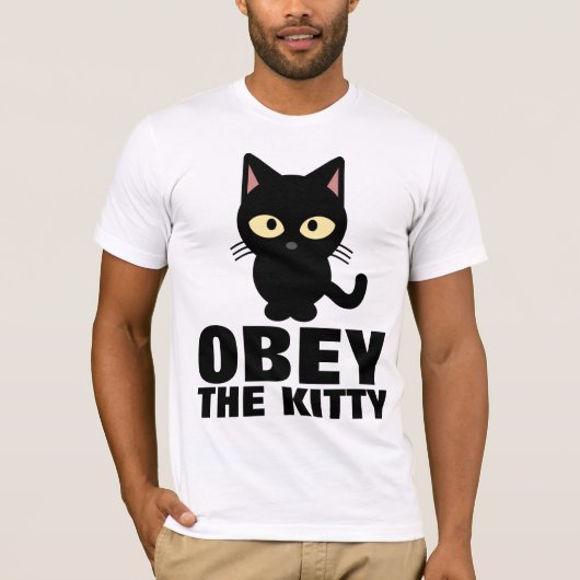 FUNNY CAT T-shirts, OBEY THE KAT T-shirt (Voorkant)