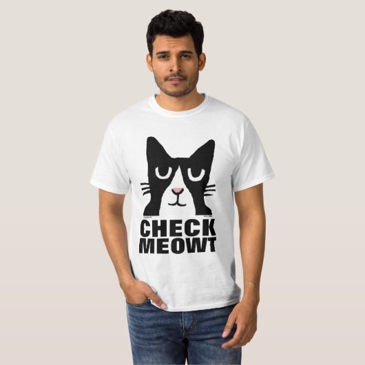Funny Cat T-shirts, Panda Kat CHECK MEOWT T-shirt (Voorkant volledig)