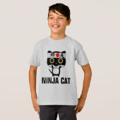 Funny cat T-shirts voor jongens kinder NINJA CAT (Voorkant volledig)