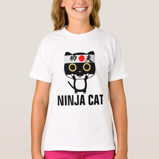 Funny cat T-shirts voor kinderen NINJA CAT (Voorkant)