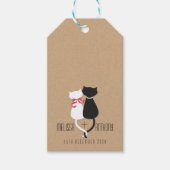 Funny Cat Tails Couple Monogram Weddenschap Cadeaulabel (Voorkant)