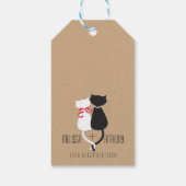 Funny Cat Tails Couple Monogram Weddenschap Cadeaulabel (Achterkant)