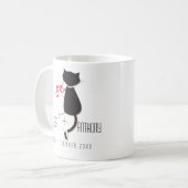 Funny Cat Tails Couple Monogram Weddenschap Verlov Koffiemok (Voorkant links)