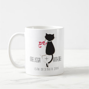 Funny Cat Tails Couple Monogram Weddenschap Verlov Koffiemok