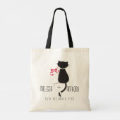 Funny Cat Tails Couple Monogram Weddenschap Verlov Tote Bag (Achterkant)