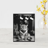 Funny Cat Taking A Selfie Christmas Xmas Pajamas H Kaart (Gele Bloem)