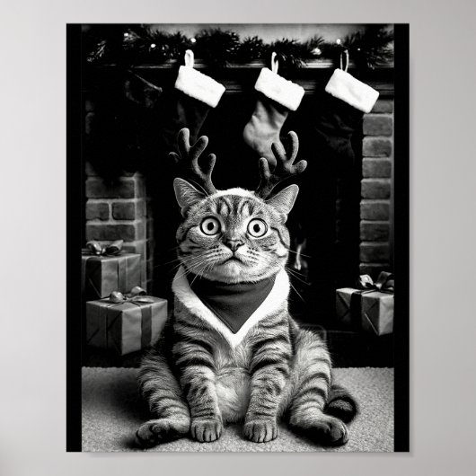 Funny Cat Taking A Selfie Christmas Xmas Pajamas H Poster (Voorkant)