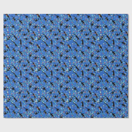 Funny Cat Tangles in kerstlichten Cadeaupapier (Vlak)