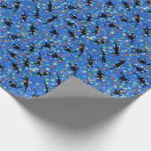 Funny Cat Tangles in kerstlichten Cadeaupapier (Hoek)