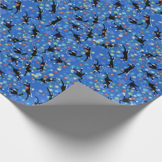 Funny Cat Tangles in kerstlichten Cadeaupapier (Hoek)