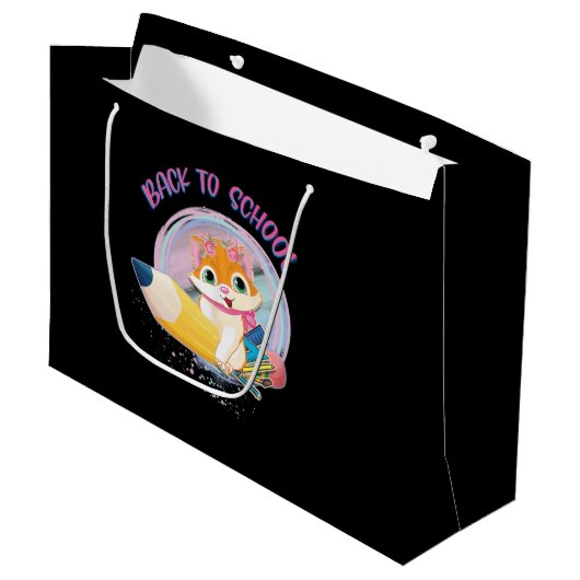Funny Cat terug naar school Groot Cadeauzakje (Voorkant Gekanteld)