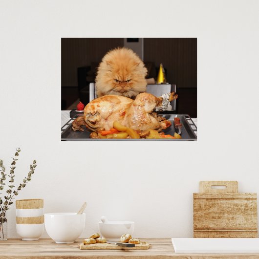 Funny Cat Thanksgiving Poster (Keuken)