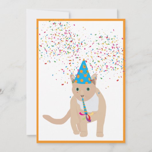 Funny Cat Theme Birthday Party Kaart (Achterkant)