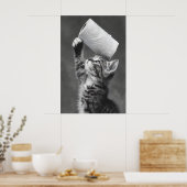 Funny Cat Toilet Paper Roll Art, Whimsical Poster (Keuken)