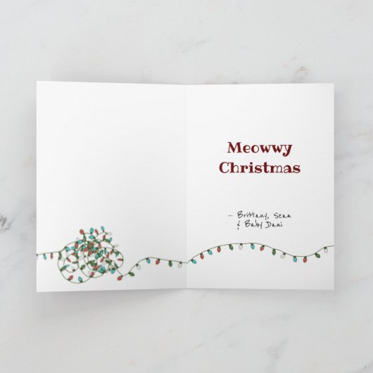 Funny Cat Tree Ornamenten Geschiedenis Kerstmis Ka Feestdagen Kaart (Binnen)