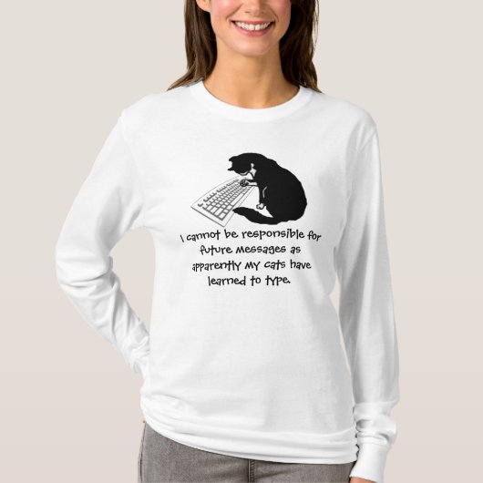 Funny Cat Typing Shirt (Voorkant)