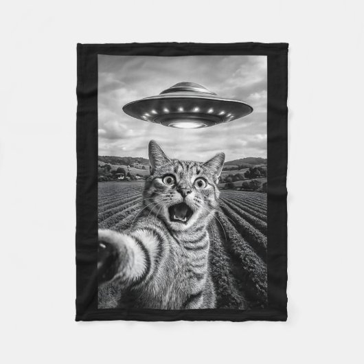 Funny Cat Ufo Alien Bengal Cat Selfie Gift Men Wom Fleece Deken (Voorkant)