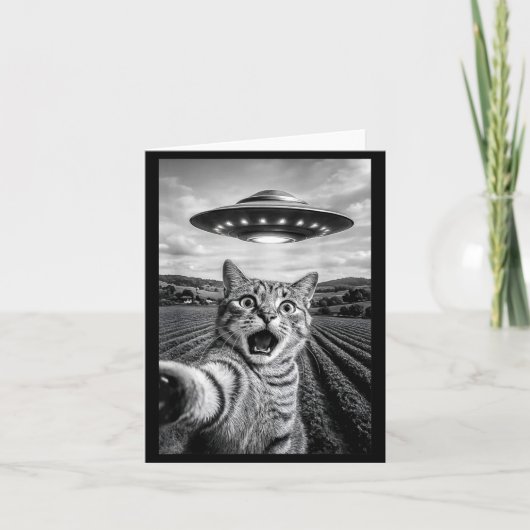 Funny Cat Ufo Alien Bengal Cat Selfie Gift Men Wom Kaart (Voorkant)