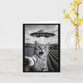 Funny Cat Ufo Alien Bengal Cat Selfie Gift Men Wom Kaart (Gele Bloem)