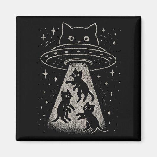 Funny Cat Ufo Schattige Kat Ruimteschip Alien Aes Magneet (Voorkant)