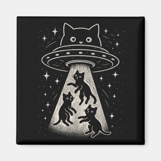 Funny Cat Ufo Schattige Kat Ruimteschip Alien Aes Magneet (Voorkant)