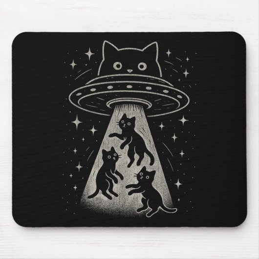 Funny Cat Ufo Schattige Kat Ruimteschip Alien Aes Muismat (Voorkant)