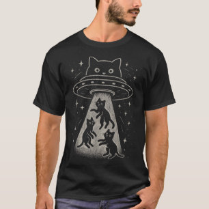 Funny Cat Ufo Schattige Kat Ruimteschip Alien Aes T-shirt