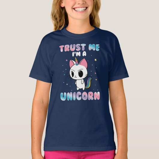 Funny Cat Unicorn Gezegde Birthday T-shirt (Voorkant)