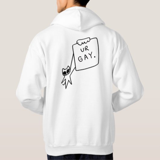 funny Cat “UR GAY” Hoodie Bold Minimalist Design  (Achterkant)