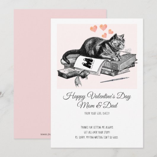 Funny Cat Valentijn Feestdagenkaart (Voorkant / Achterkant)