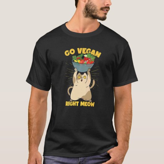 Funny Cat Veganism Plant Based Vegan Premium T-shirt (Voorkant)