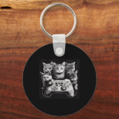 Funny Cat Video Game Controller Squad  Sleutelhanger (Voorkant)