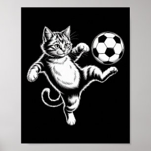 Funny Cat Voetbal Ll Grafisch Mannen Vrouwen Meisj Poster