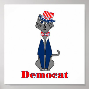 Funny Cat Vote Democat Politics Poster
