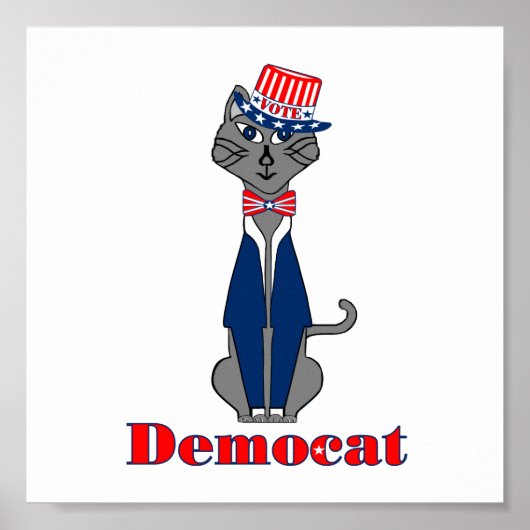 Funny Cat Vote Democat Politics Poster (Voorkant)