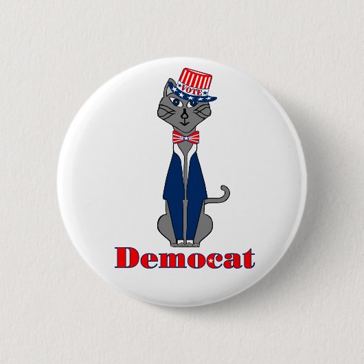 Funny Cat Vote Democat Politics Ronde Button 5,7 Cm (Voorkant)