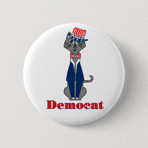Funny Cat Vote Democat Politics Ronde Button 5,7 Cm