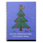 Funny Cat vs Christmas Tree Notitieboek (Voorkant)