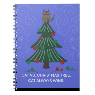 Funny Cat vs Christmas Tree Notitieboek