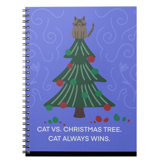 Funny Cat vs Christmas Tree Notitieboek (Voorkant)
