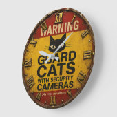 Funny Cat Warning Sign Grote Klok (Hoek)