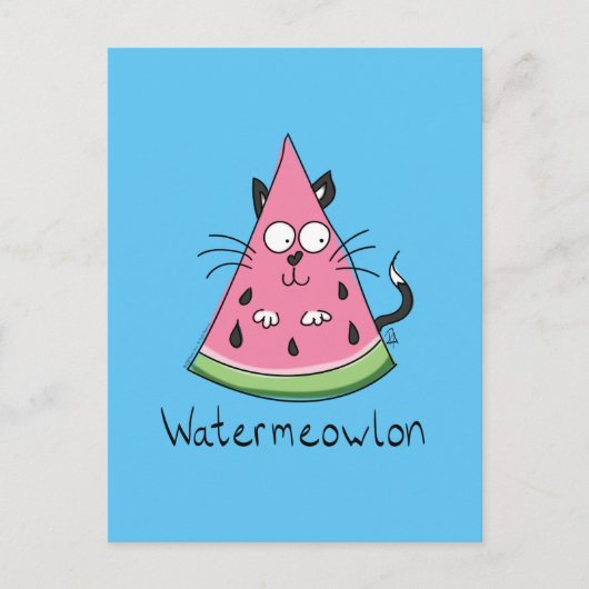 Funny Cat Watermelon Cute Kinder Briefkaart (Voorkant)