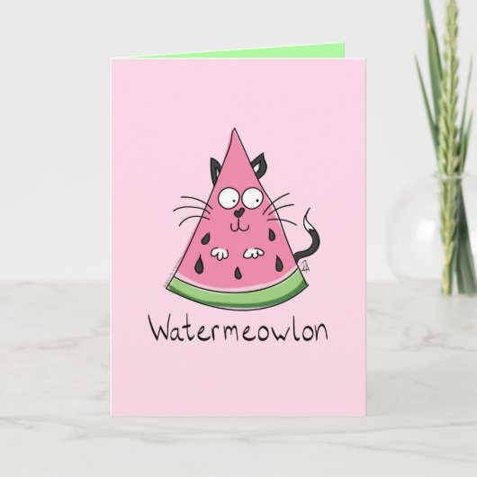 Funny Cat Watermelon Cute Kinder Kaart (Voorkant)