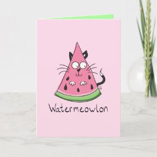 Funny Cat Watermelon Cute Kinder Kaart