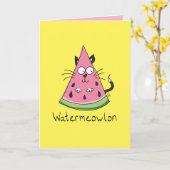 Funny Cat Watermelon Cute Kinder Kaart (Gele Bloem)